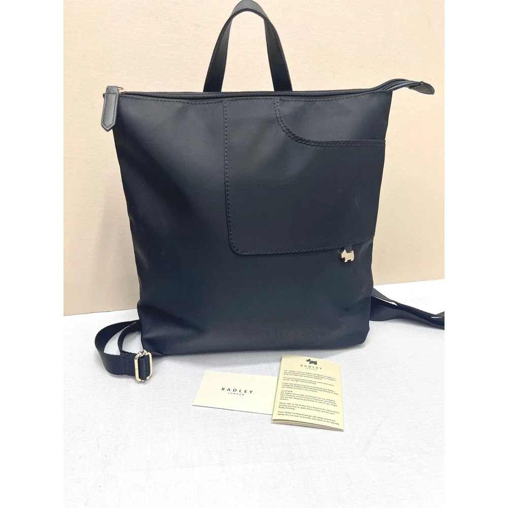 Radley London Backpack Women Medium Black Excellent Recycled Nylon Zip Pocket